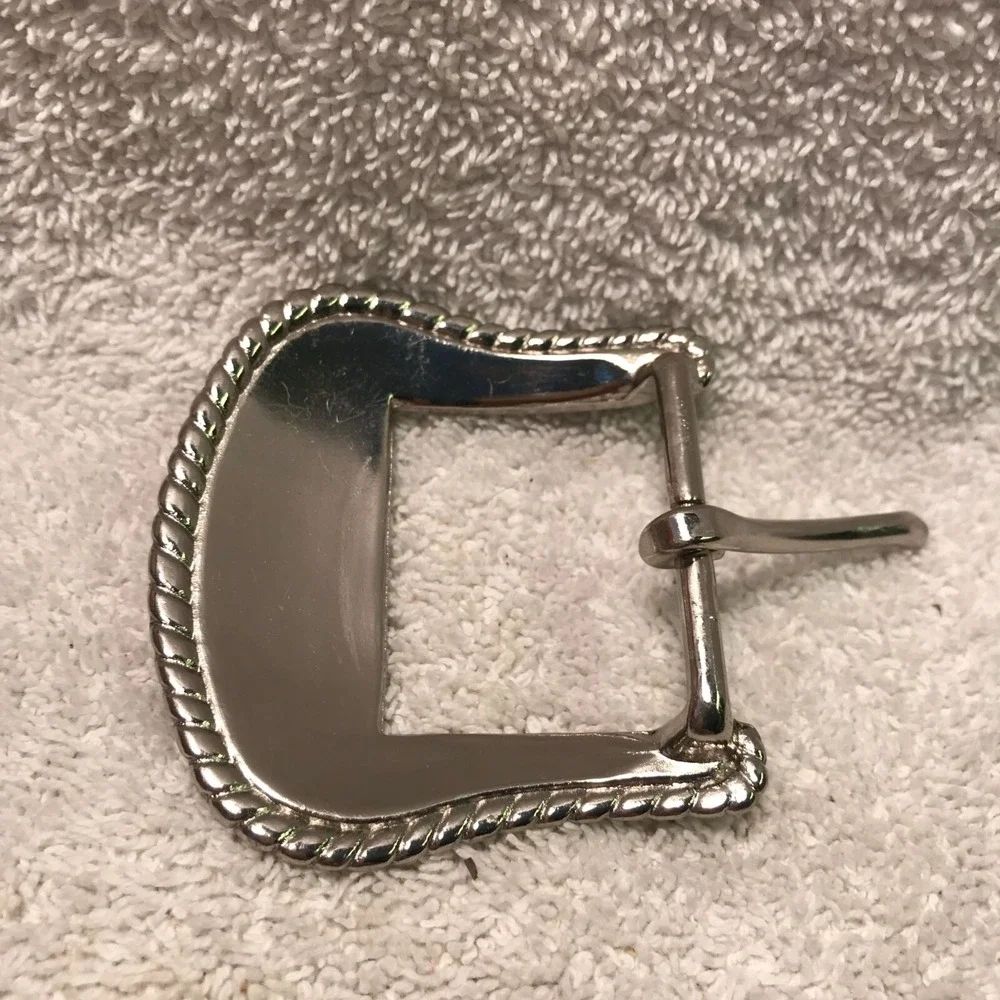 Vintage Western Engraved‎ Silver Belt Buckle 3.5